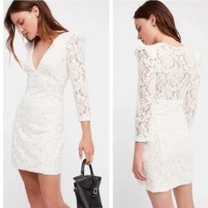 Free People Ivory Lace Mini Dress